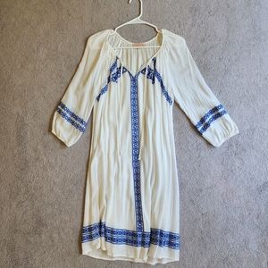 Gibson Latimer Size Small Blue and White Flowy Knee Length Shirt Style Dress